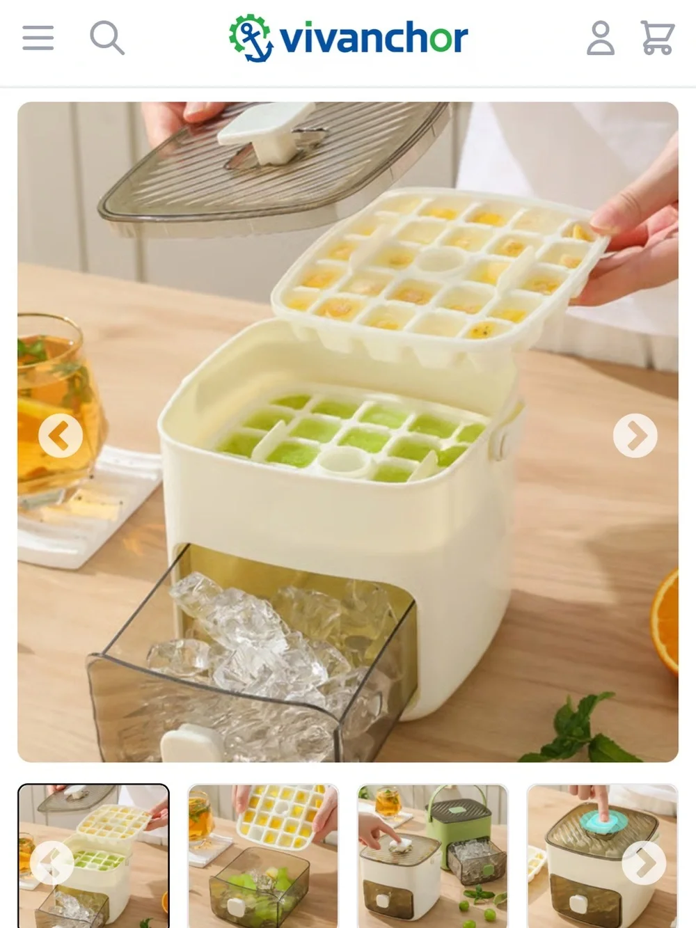 Handled Press-Type Ice Cube Tray (Double-Layer)